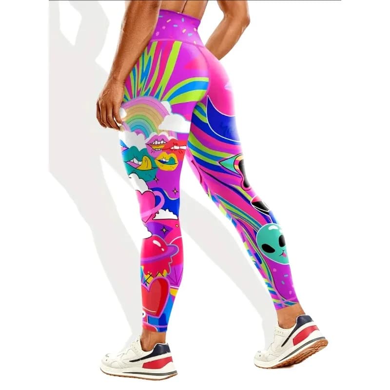 Pantaloni stampati a vita alta nudi senza cuciture Leggings per sollevamento dell'anca da donna abbigliamento sportivo da Yoga ad asciugatura rapida collant da palestra da donna