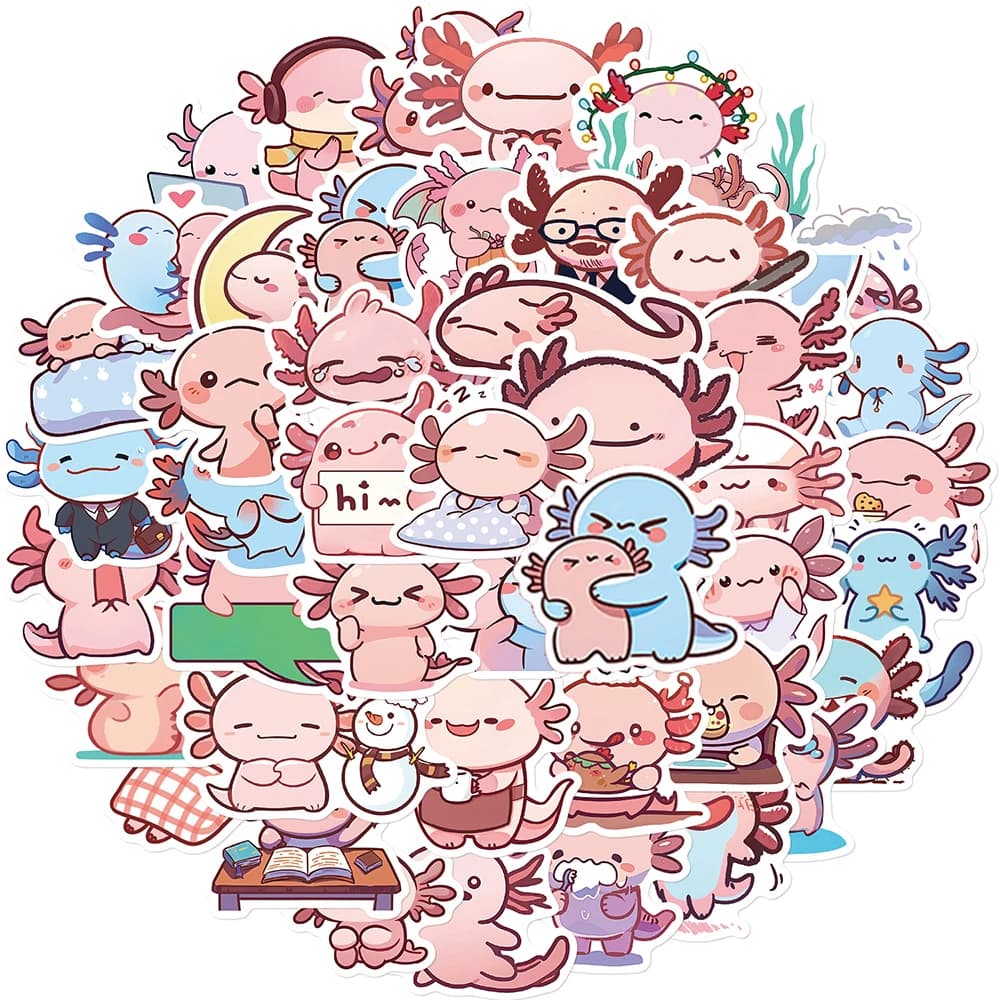 10/30/50pcs Divertente Axolotl Animale Del Fumetto Adesivi Carino Decorazione Decalcomanie FAI DA TE Bottiglia di Acqua Telefono Valigia Kawaii Adesivo Giocattolo Per Bambini