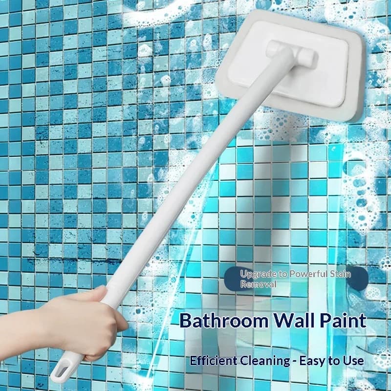 Replaceable Head Long Handle Sponge Cleaner, Multipurpose Brush for Bathroom Bathtub Tile Window Glass Home Daily Cleaning