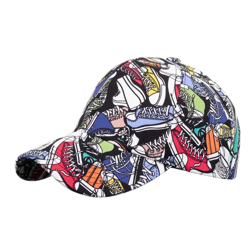 New spring graffiti outdoor sun protection hat, spring and autumn high-end printed hard-brim baseball cap