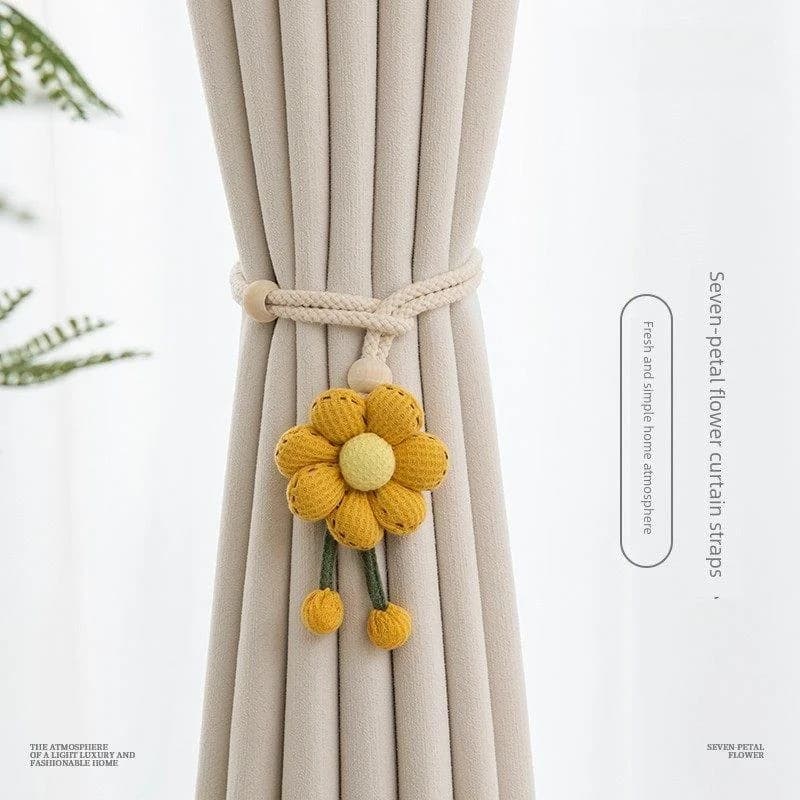 Modern and Simple Living Room Curtains Corda with Flower, Creative and Versatile Buckle, Decorative Ring Without Included