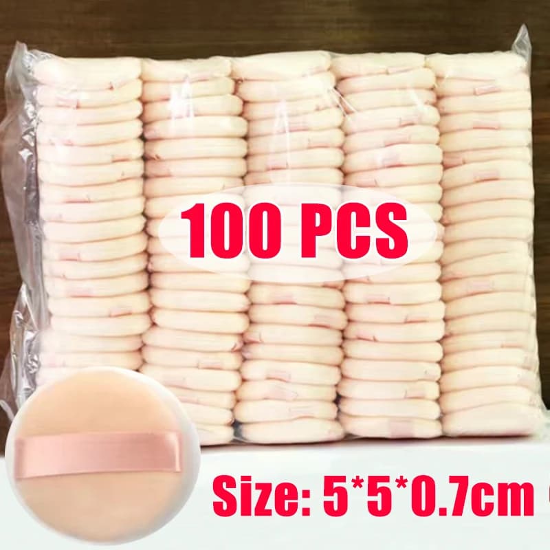 100 pezzi di forma rotonda in velluto sciolto soffio di polvere peluche morbido lavabile fondotinta spugna cosmetici soffio strumento di trucco di bellezza professionale