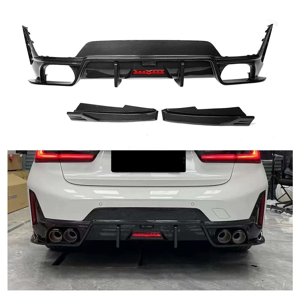 Fits For BMW 3 Series G20 G28 LCI 2023-UP Rear Bumper Diffuser Lip Spoiler Real Dry Carbon Fiber