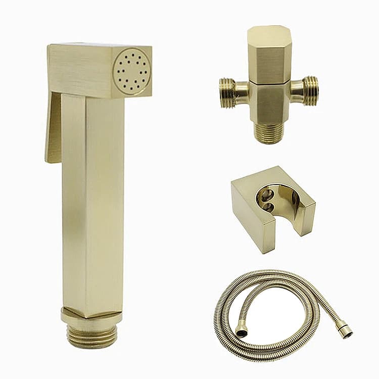 Kit spruzzatore per bidet portatile in oro spazzolato per WC da bagno