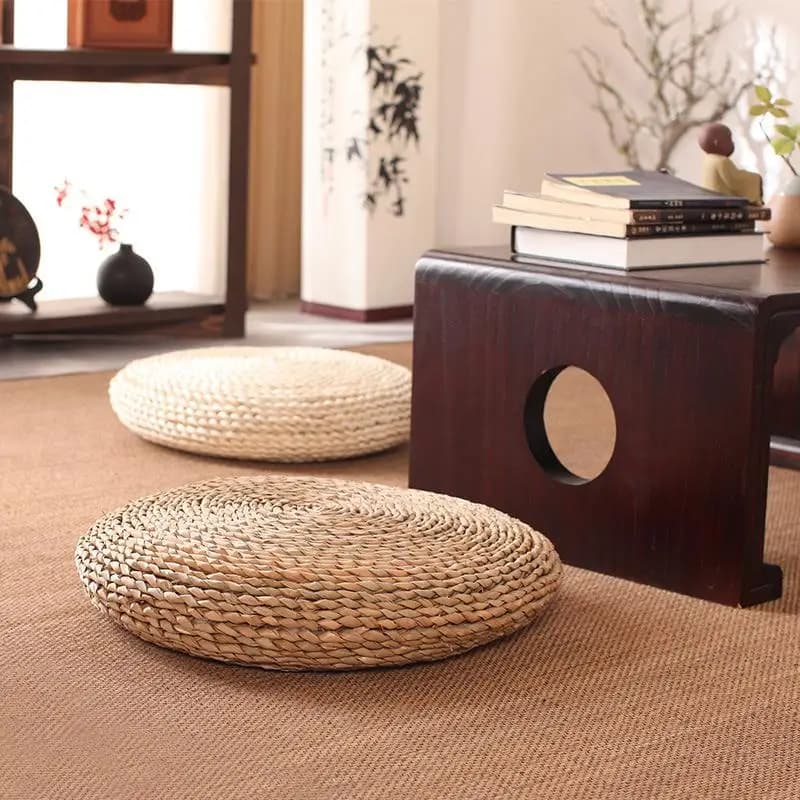 Thickened Corn Husk Pad Mat Grass Weaving Sitting Cushion Tatami Floor Window round Japanese Style Home Meditation