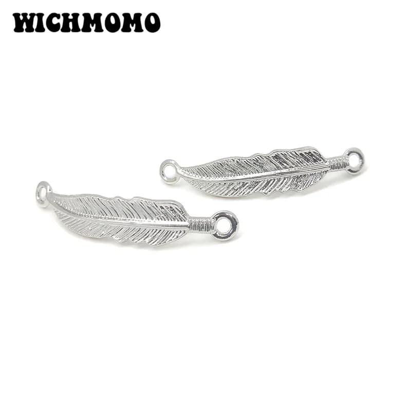 Moda 43*9mm 5 pezzi/borsa In Lega di Zinco Piuma Porosa Connettore Charms Linker per Collana FAI DA TE Orecchino Accessori di Gioielli