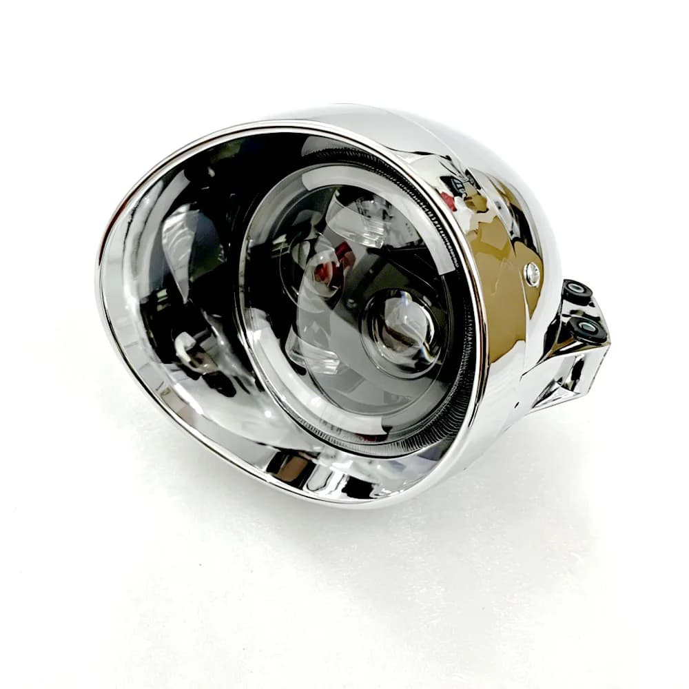 Universal Retro 12V Motorcycle 5.75' LED Headlight High/Low Beam DRL Head Lamp Turn Signals Light Cafe Racer Old School