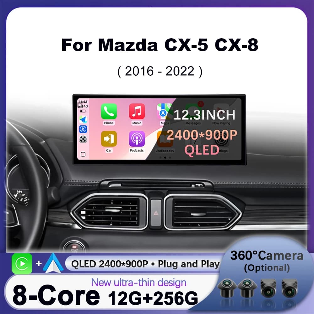 Autoradio Multimediale Per Mazda CX-5 CX-8 2016 - 2024 Android Auto Video Player Navigazione GPS Wireless CarPlay 4G WIFI Bluetooth