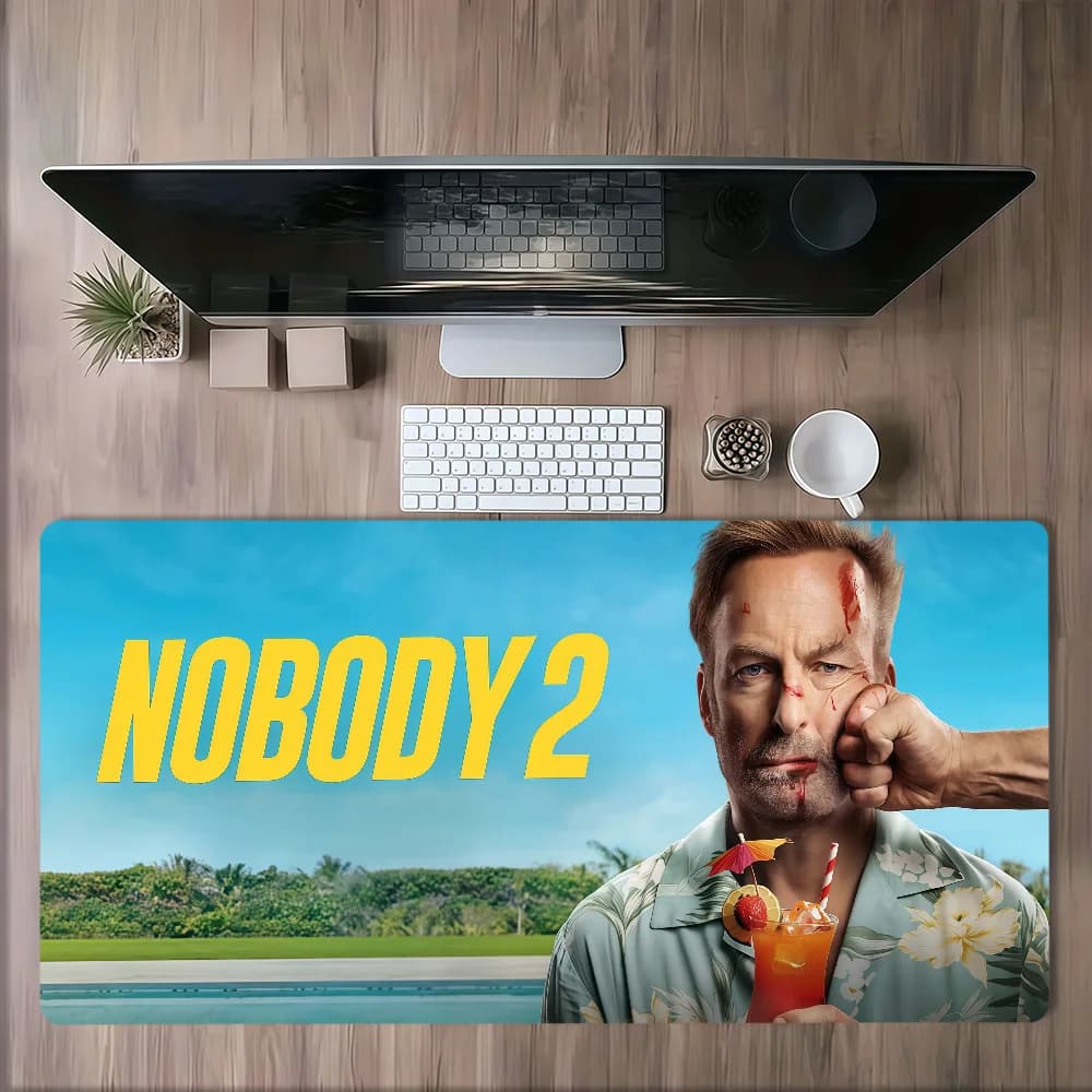 Movie n-Nobody 2 Bob Odenkirk Mouse Pad antiscivolo con bordo rinforzato, mousepad da scrivania grande e confortevole per gaming, ufficio, studenti