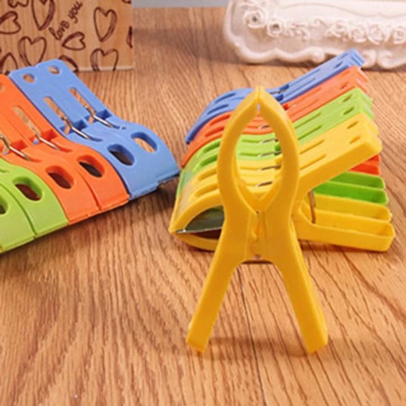 🧫 8ps/set Hanger Clips Large Plastic Windproof Beach Towel Clothes Pins Spring Clamp Clothespin Powerful Hot New Cheap