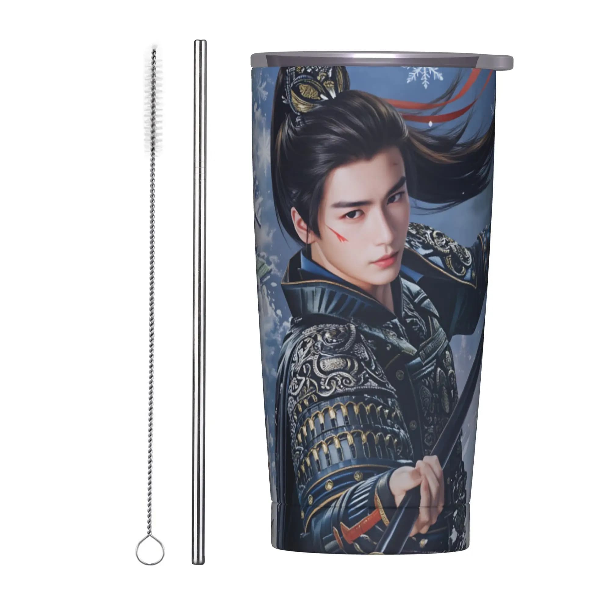 Pursuit of Jade Zhu Yu Tazza Termica Isolante con Coperchio e Cannuccia, Borraccia Termica Sottovuoto Zhang Linghe, Portatile per Auto e Esterni, 20oz