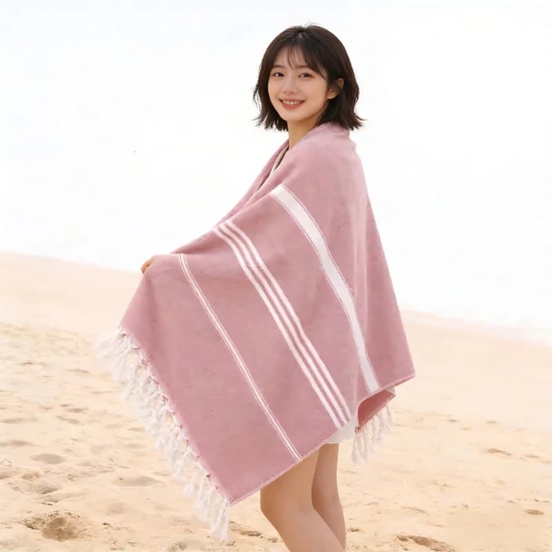 Telo Mare Turco Oversize 100x180cm — Asciugatura Rapida e Anti-Sabbia, Leggero e Portatile con Bordo a Nappe, Perfetto per i Viaggi