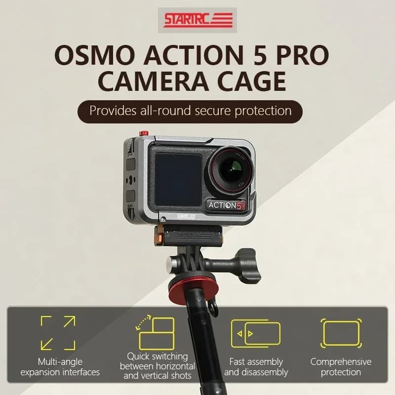Custodia con telaio in alluminio per DJI Action 5 Pro, gabbia protettiva in metallo per DJI Action 5 Pro, accessori per action camera