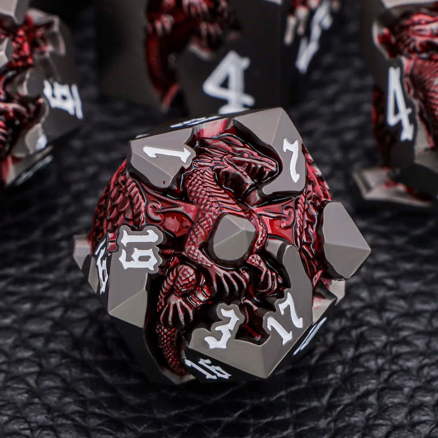 7PCS D20 Dragon Dnd Metal Dice for D and D Dungeon and Dragon Pathfinder Polyhedral Tabletop Role Playing Game D6 D&D Dice Set
