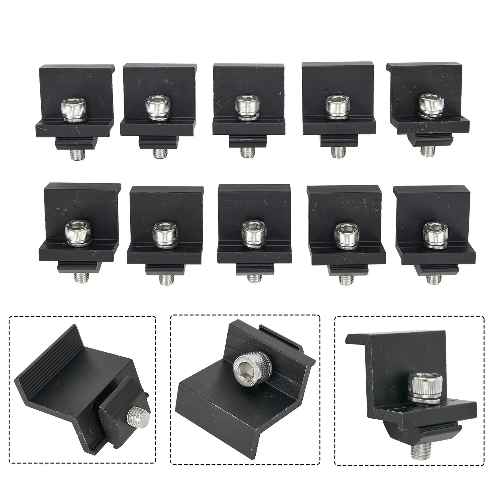 Moduli solari 30/35mm Staffe fotovoltaiche Foglio trapezoidale Tetto piatto Morsetto terminale per binario di montaggio in alluminio Accessori per montaggio su pannello solare fotovoltaico