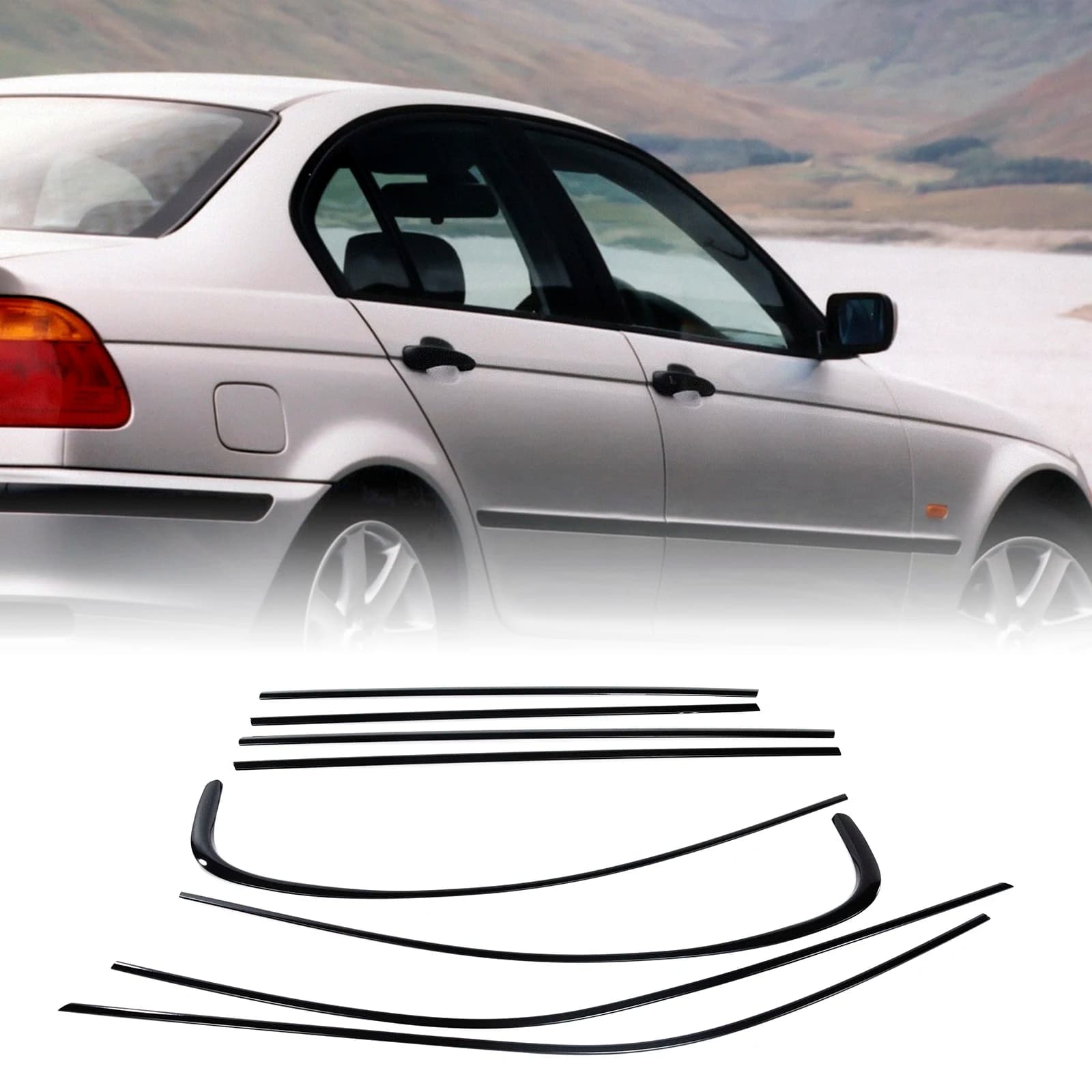 For BMW 3 Series E46 1998-07 Exterior Window Trim Cover Seal Weatherstrips Molding Strip Door Side Frame Decor Protector Styling