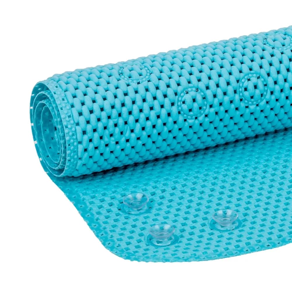 17 x 36 Inches Non-Slip Bathtub Mat with Suction Cups Soft Cushioned Foam Bath Mat for Shower Tub Floor Safety Comfort Blue