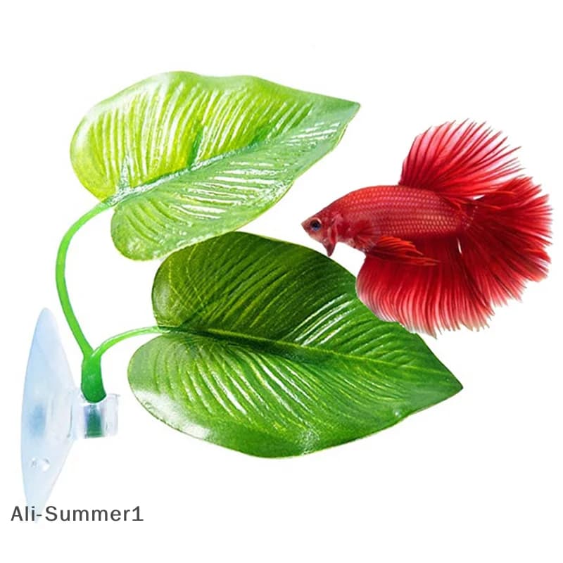 eEeBetta Rest for Fish Aquarium Leaf Plants Decoration Spawning Ornamental Plant Betta Fish Play Relax Artificial Hidden leaf hammock