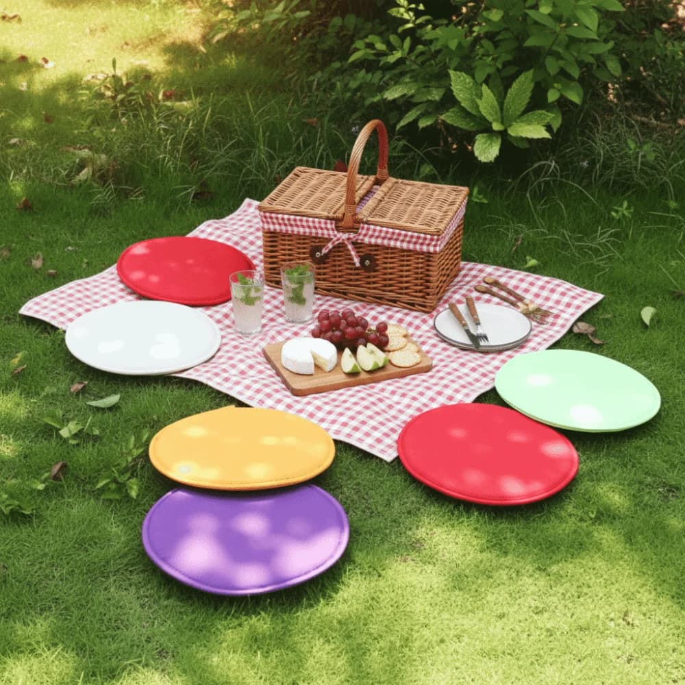 Cuscino Rotondo in Spugna Spessa, Colore Caramella, Semplice Cuscino in Tessuto con Spugna, Cinghia Circolare con Coulisse, Cuscino per Seduta da Patio