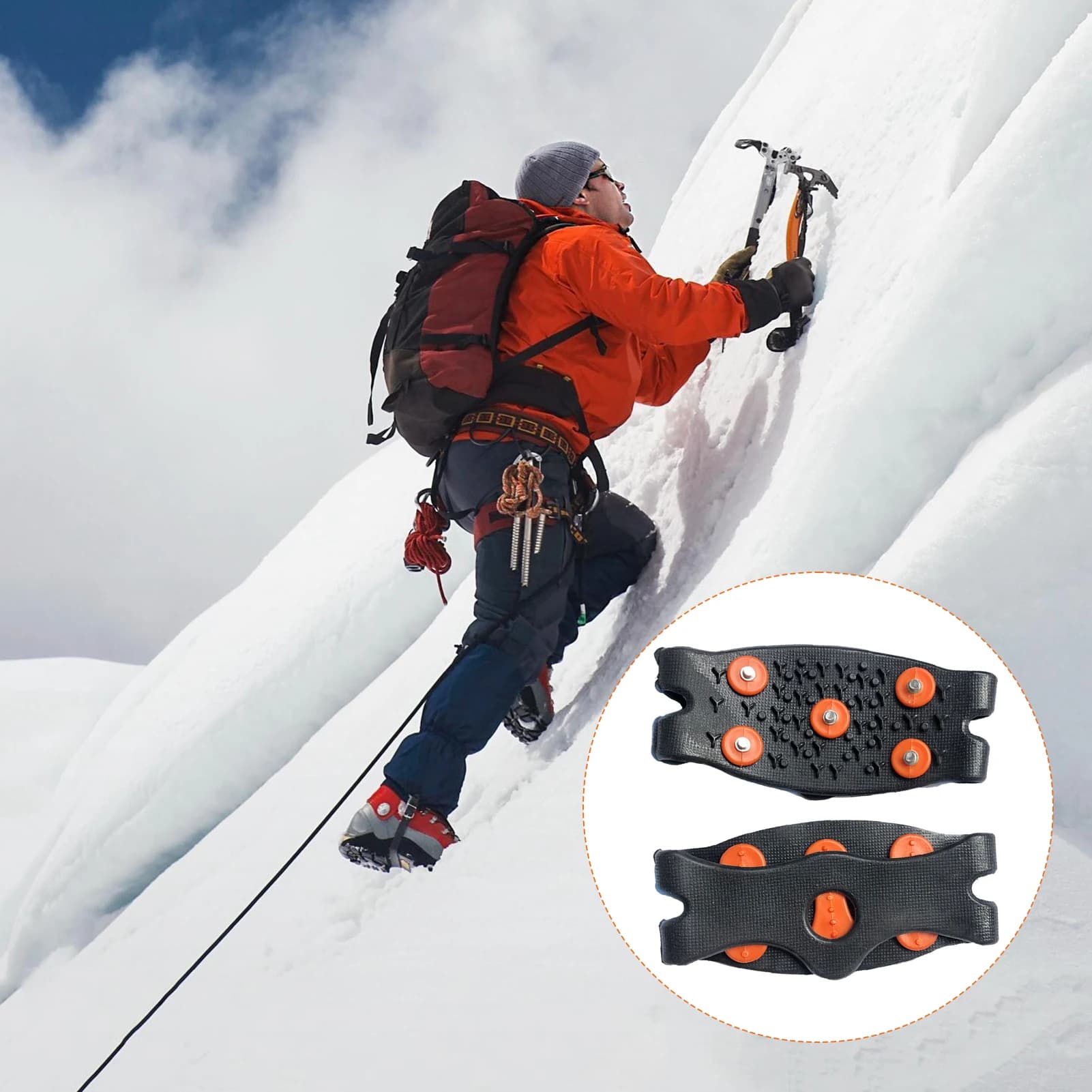 1 paio di impugnature per ghiaccio 5 borchie pinza da neve su scarponi per scarpe tacchette da trazione ramponi antiscivolo copertura per scarpe da sci per scarpe da trekking