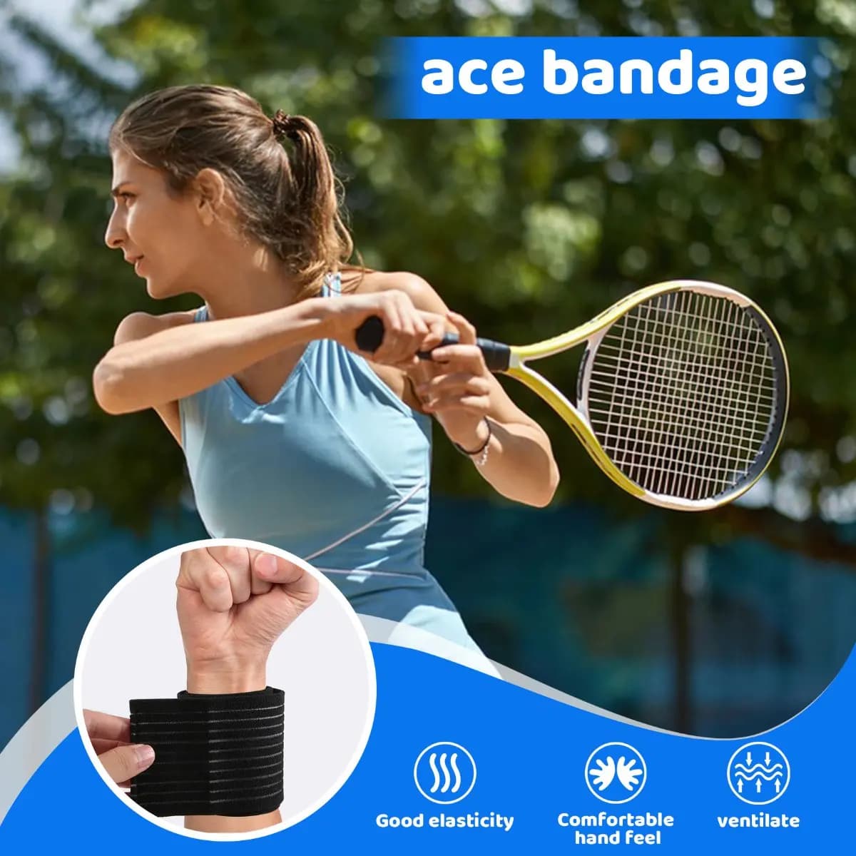 Fascia Elastica Extra Lunga AD12 per Ginocchio, Benda Compressiva di Supporto, Fasciature Elastiche per Movimento delle Gambe