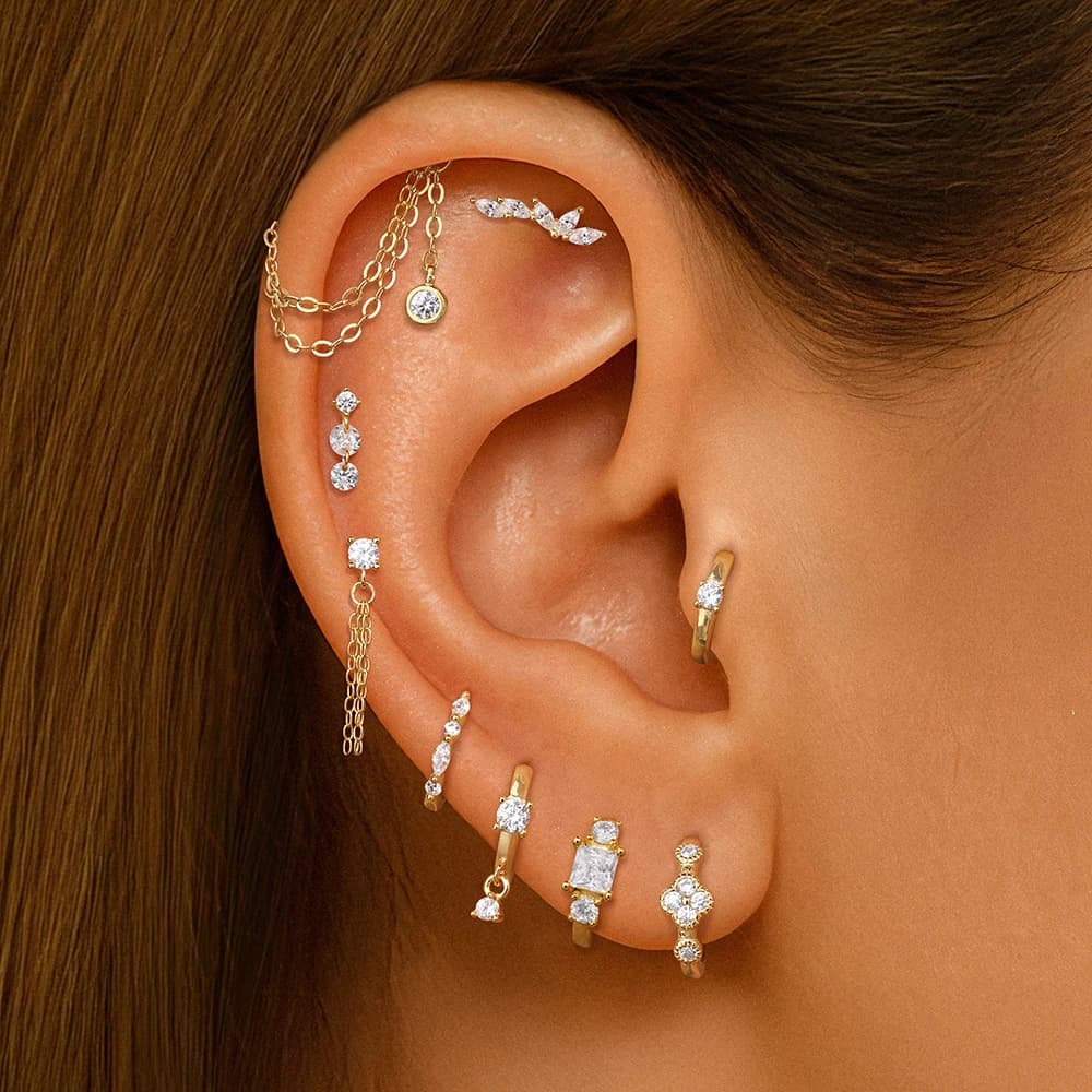 AIDE 925 Sterling Silver 18K Gold Color 1pc Piercing Earrings for Women Christmas Exquisite Ear Bone Buckles Female Party Gifts