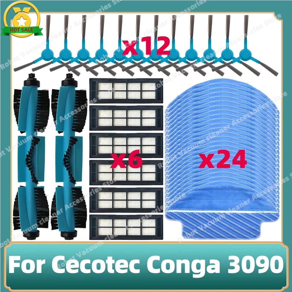 Per Cecotec Conga 3090 Rullo Principale Spazzola Laterale Filtro Hepa Mop Panno Straccio Robot Aspirapolvere Accessori Parti di Ricambio Kit