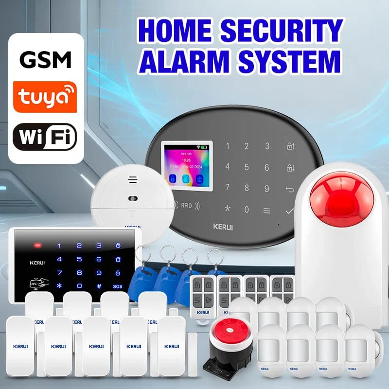 KERUI Kit sistema di sicurezza allarme GSM Protezione di sicurezza WiFi Alexa Tuya Smart Life Sensore magnetico per porta di movimento domotico