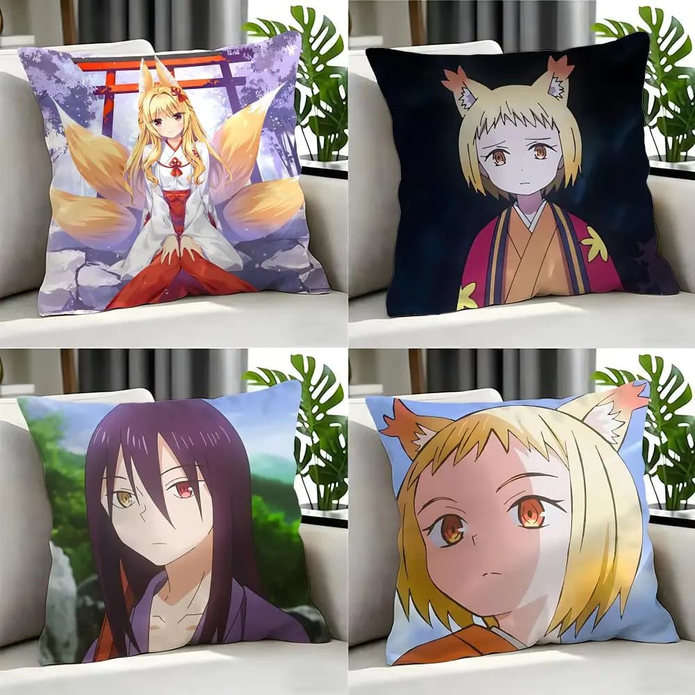 Set di fodere per cuscini anime Sengoku Youko, 4 pezzi, 50x50 45x45 40x40, federe decorative per divano, decorazioni per la casa