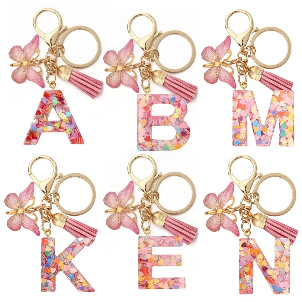 Moda fai da te AZ lettere portachiavi supporto in metallo pendente portachiavi donna auto portachiavi semplice lettera nome chiave regalo per feste gioielli