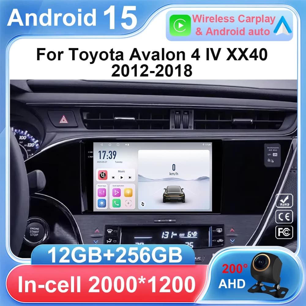 Per Toyota Avalon 4 IV XX40 2012-2018 Autoradio Lettore Video Multimediale Navigazione Stereo GPS Android 15 Wireless Carplay DSP