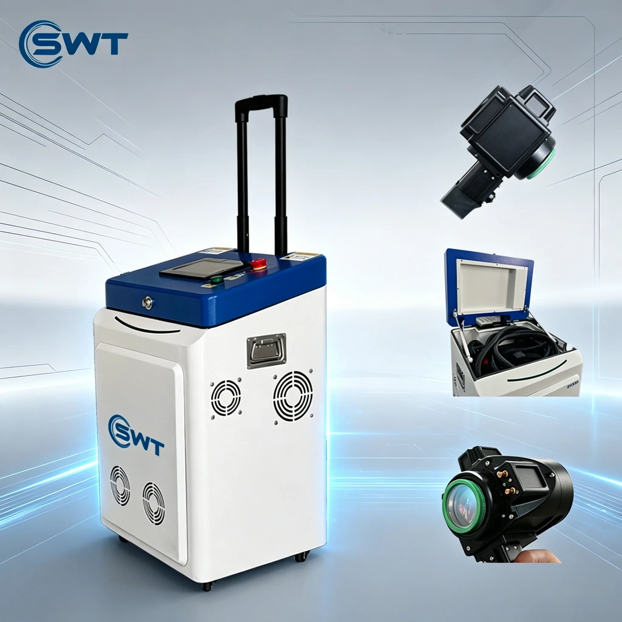 200W 300W Portable JPT Pulse Laser Cleaning Machine for Wood Paint Metal Rust Oil Oxide Layer on Car Engine Laser Cleaner