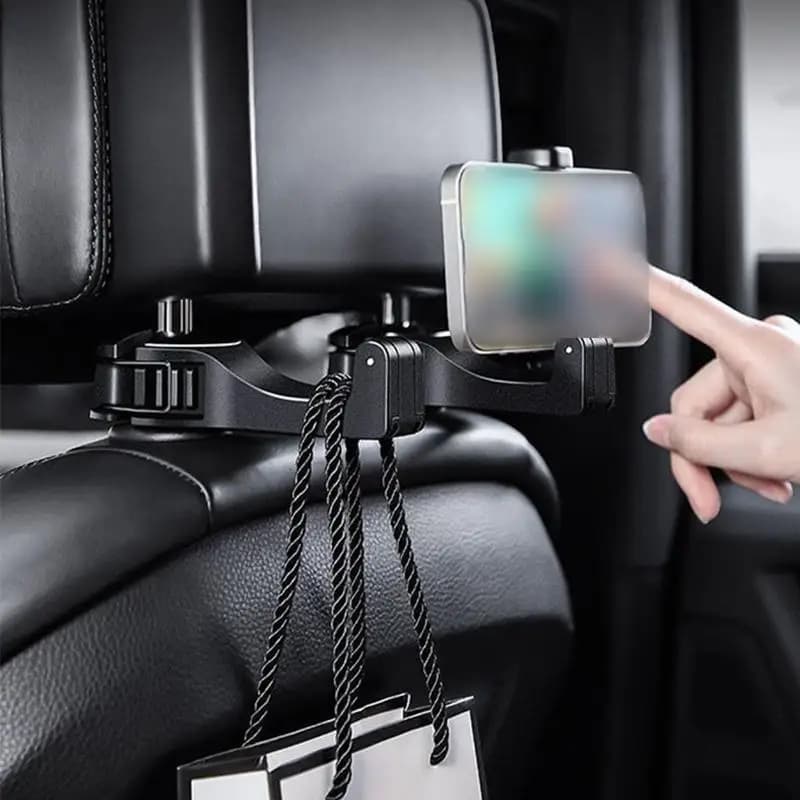 Gancio multifunzione per poggiatesta posteriore, supporto per telefono da auto, clip regolabile per poggiatesta per navigazione GPS