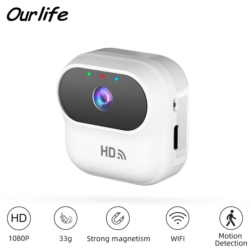 Ourlife WiFi Mini HD Camera, Intelligent Home Security Camera with Movement Monitoring and Detection