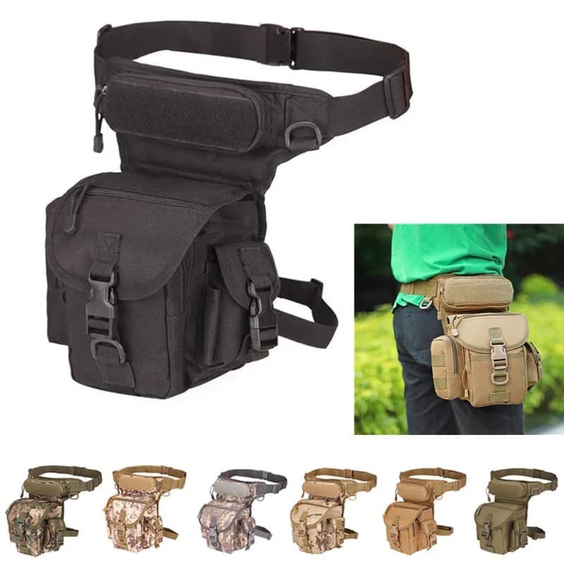 Men's Tactical Drop Leg Bag Multifunctional Waist Pack Adjustable Thigh Belt Hiking Sports Cycling Waterproof Nylon Camping Bag