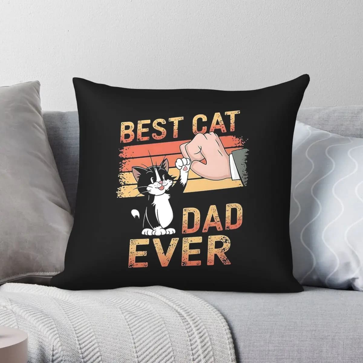 Federa per cuscino quadrata Best Cat Dad Ever Cat Daddy in poliestere, lino, velluto, con cerniera decorativa, federa per cuscino da divano