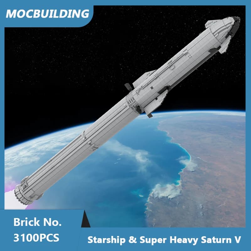 MOC Building Blocks Space Starship & Super Heavy Saturn V Modello in scala 1:110 Mattoni assemblati fai da te Giocattoli educativi Regali 3100 pezzi