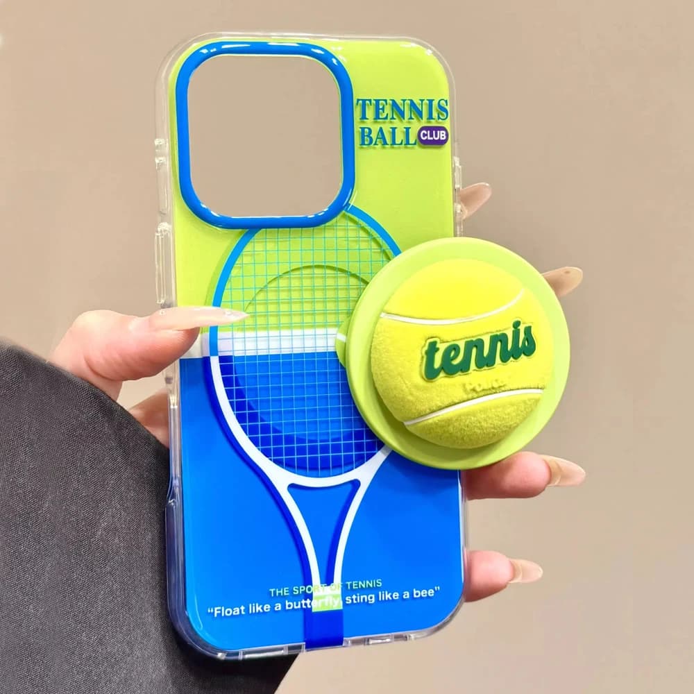 Custodia per telefono con supporto per supporto tok con impugnatura magnetica sportiva per pallina da tennis 3D per iPhone 17 16 14 15 Pro Max antiurto per cover posteriore Magsafe