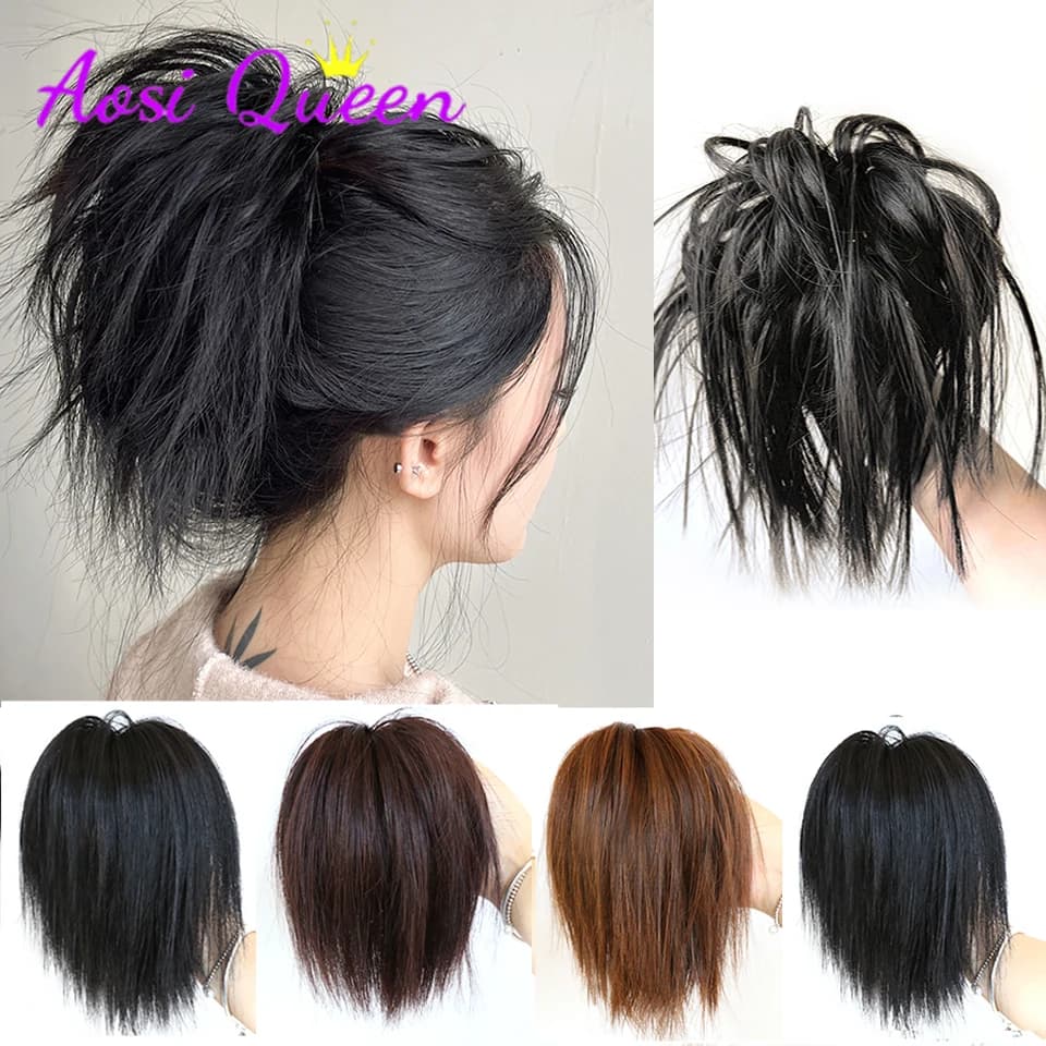 AS Clip per artiglio sintetico Estensioni dei capelli coda di cavallo Capelli ricci lunghi Coda con fiocco naturale Capelli finti per le donne Coda di cavallo Parrucchino nero
