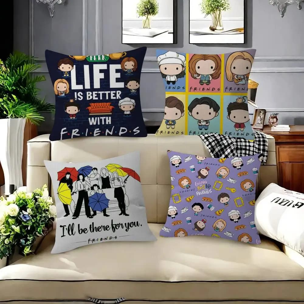Cuscino Classico Ispirato alla Serie TV Friends, Regalo per Casa e Ufficio, Decorazione per Camera da Letto, Divano, Auto, Fodera per Cuscino 45x45