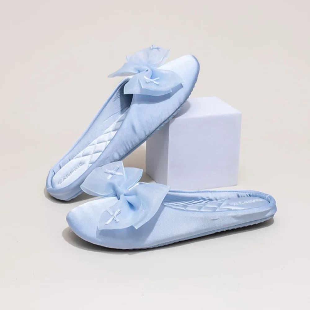 Comfortable Women's Slippers for Autumn Indoor Home on Wooden Floors Silent Soft Sole Non Slip and Fashionable Bowknot Design