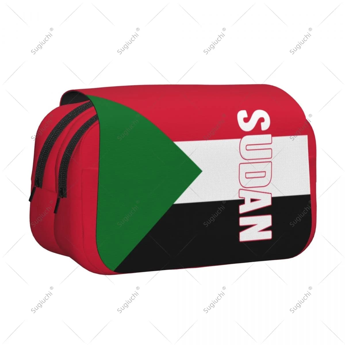 Astuccio per matite Borse per forbici Bandiera del Sudan 3D Astuccio per penne per cancelleria in tessuto Oxford a doppio strato