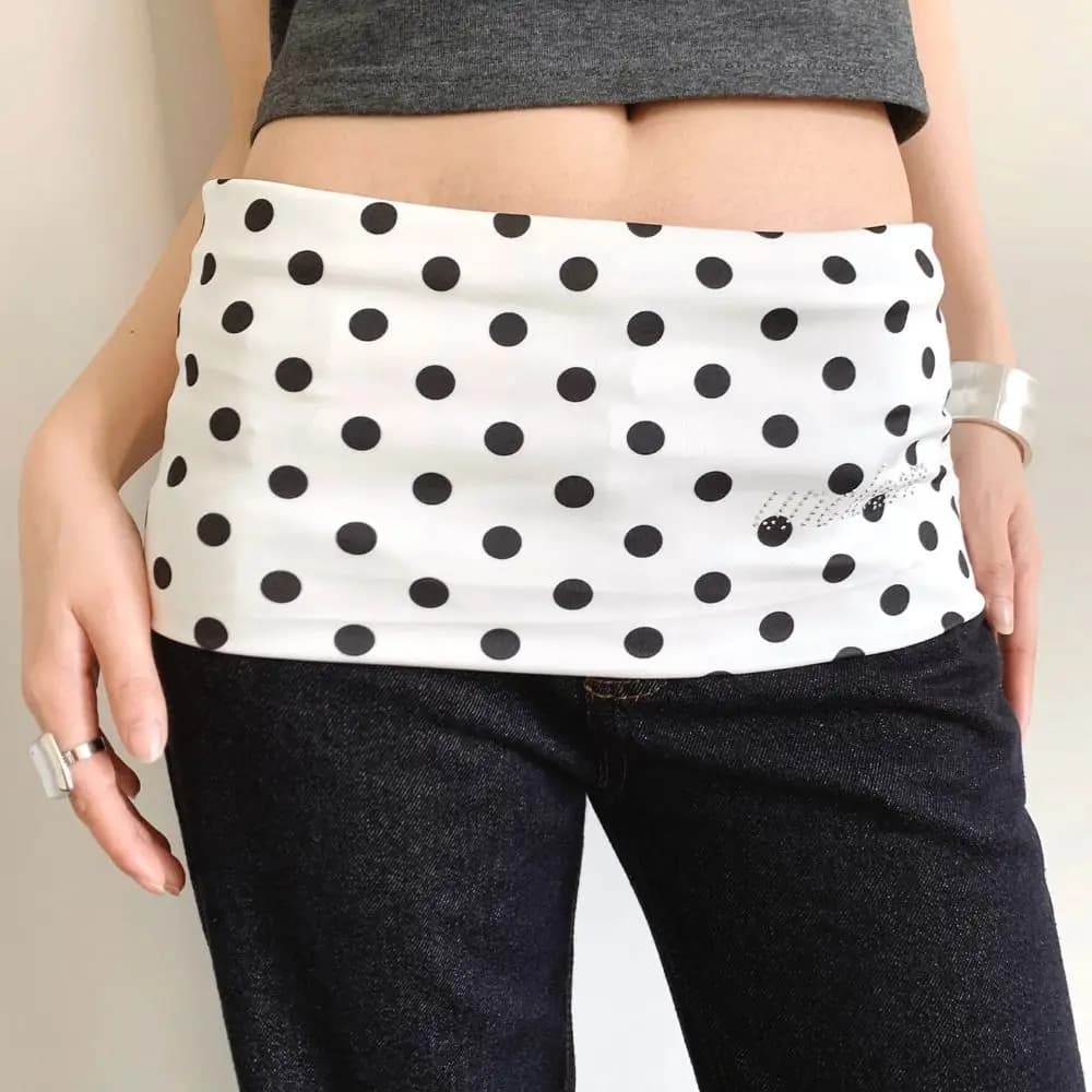 Elegant Short Polka Dot Fart Curtain Striped Star Layered Puff Skirt Y2k High Waist Butt Curtain Women