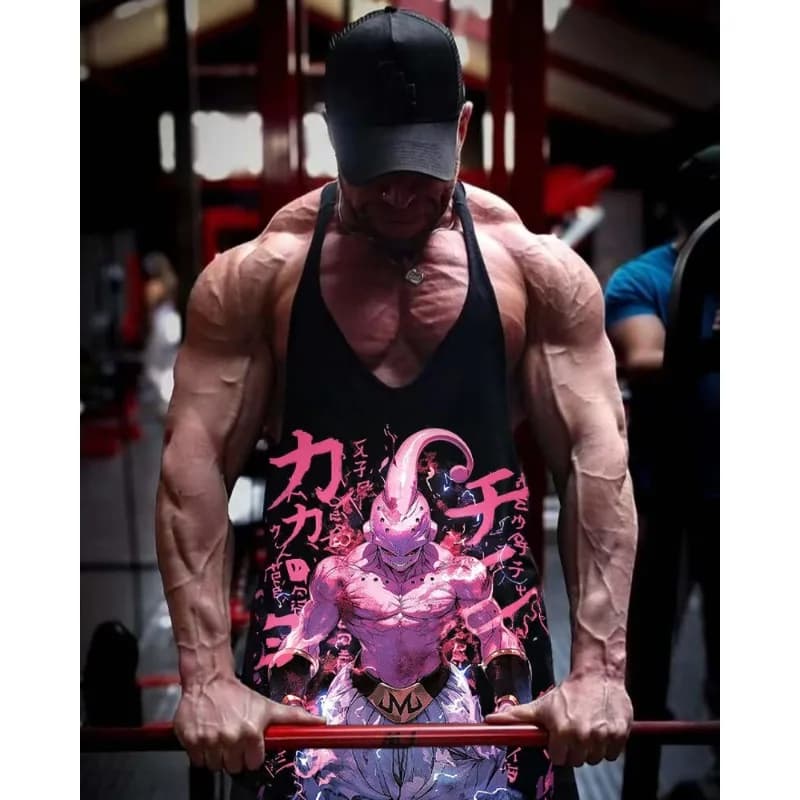 DRAGON BALL Canotte da uomo Anime giapponesi Majin Buu Stampa Abbigliamento estivo maschile Maglia da basket per abbigliamento sportivo traspirante in cotone