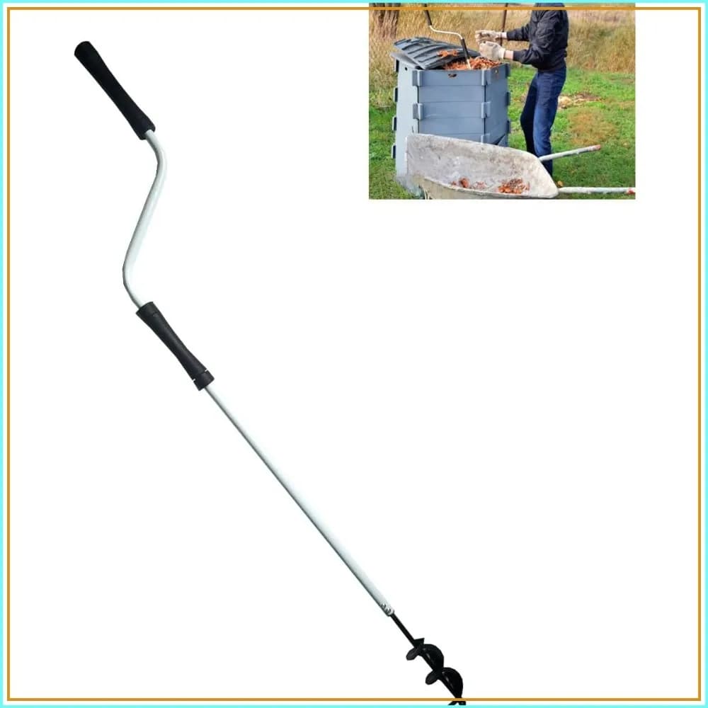 110CM Compost Aerator Tool - Rustproof Iron Compost Turner for Bins & Garbage Decomposition