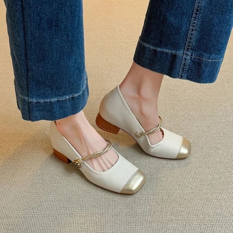 Women's Shoes with Medium Heel 3-5cm PU, Big Heel, Heel Strap, Round Toe, Rubber Sole, Soctile Model