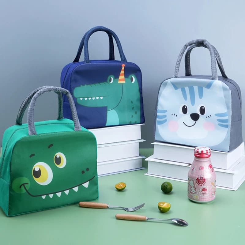 Cartoon Cute Fresh Cooler Lunch Bag per bambini alluminio Thermal Oxford Lunch Box impermeabile Nylon Portable Zipper Food Hangbag