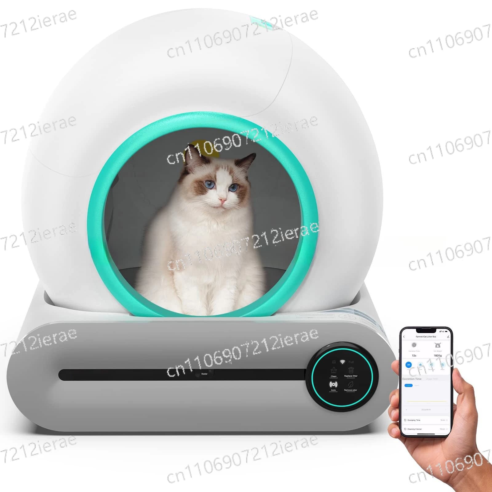 Lettiera intelligente per gatti, toilette automatica per gatti, grande vasca per lettiera, funzionamento tramite app, deodorizzazione