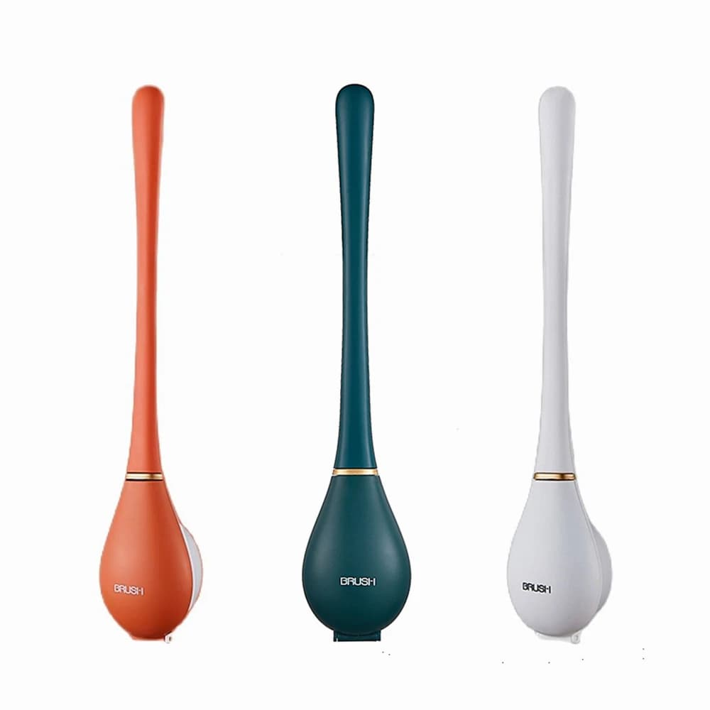 Spazzole per WC moderne in silicone con supporto Spazzola per pulizia a parete con manico lungo Set di accessori igienici per il bagno