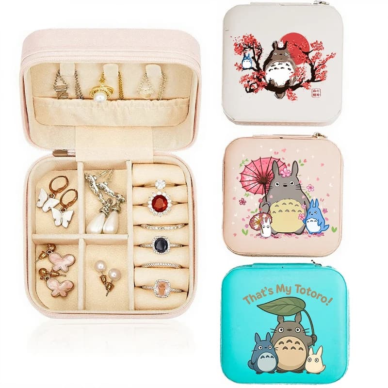 Scatola Portagioie Portatile da Viaggio Ispirata a Il Mio Vicino Totoro, Organizer per Gioielli, Custodia per Orecchini, Collane e Anelli, Idea Regalo